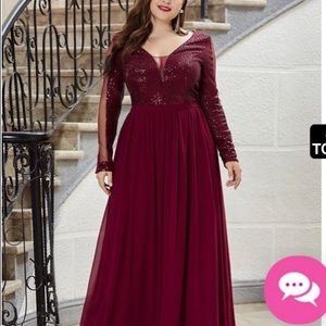 Burgundy Sequin Formal Dress